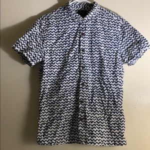 21Men Wave Pattern Short Sleeve Button Down